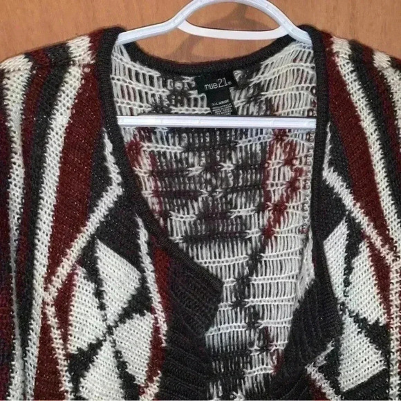 Rue21 Open Long Cardigan Burgundy, & Black XL - Picture 11 of 16
